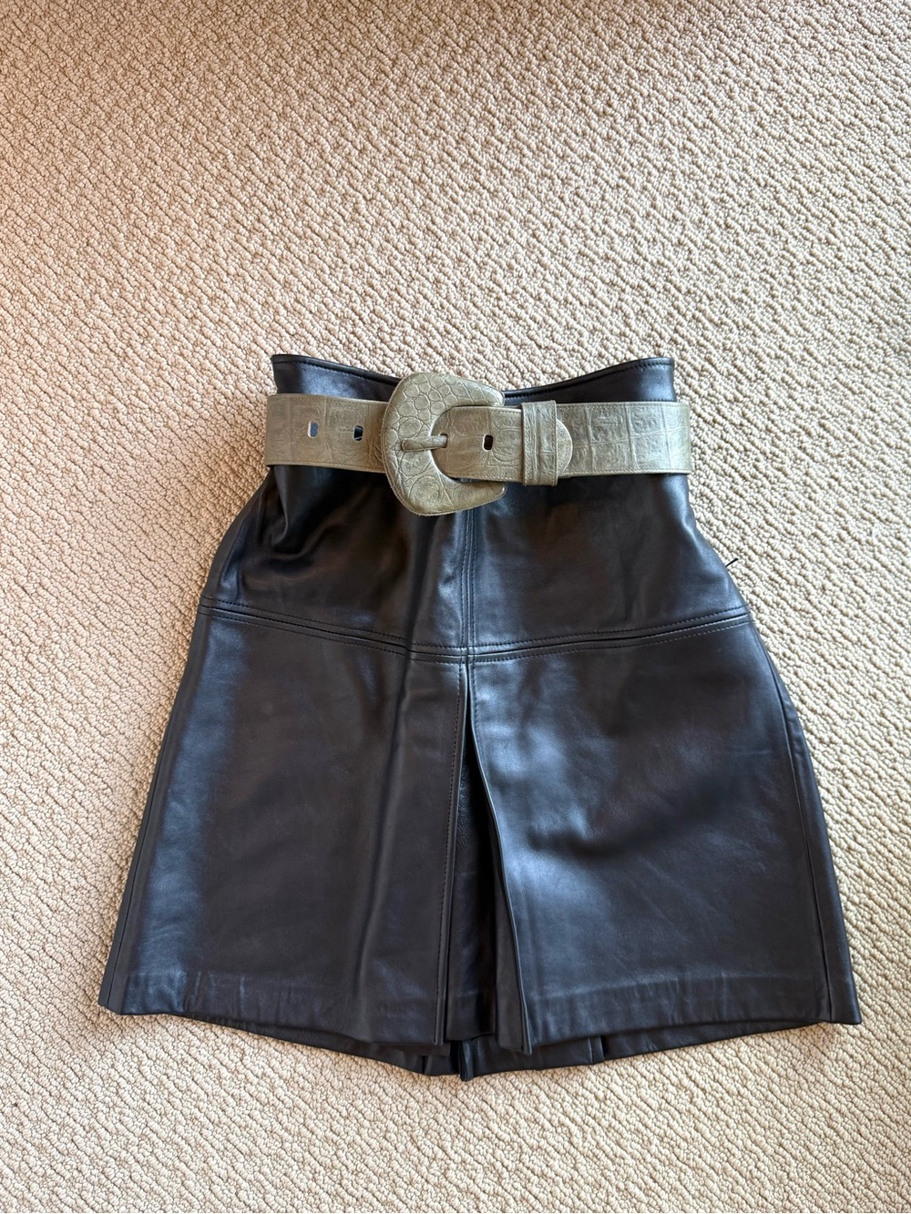 Loft Black Leather High-Waist Skirt